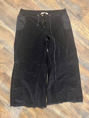 XCVI Black Cropped Wide-Leg Drawstring Pants